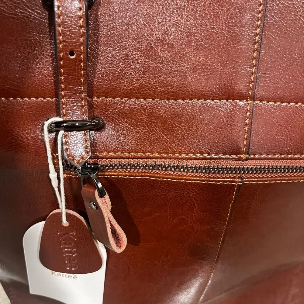 Genuine Leather Tote Bag in Brown - Women’s Everyday Shoulder Bag